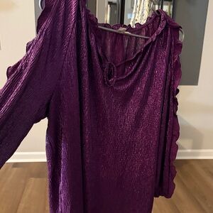 Cato Elegant Purple Women's Top peekaboo sleeves